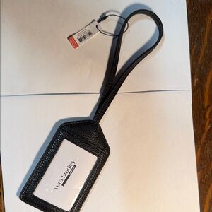 Vera Bradley Black Faux Leather Luggage Tag Outlet Essential